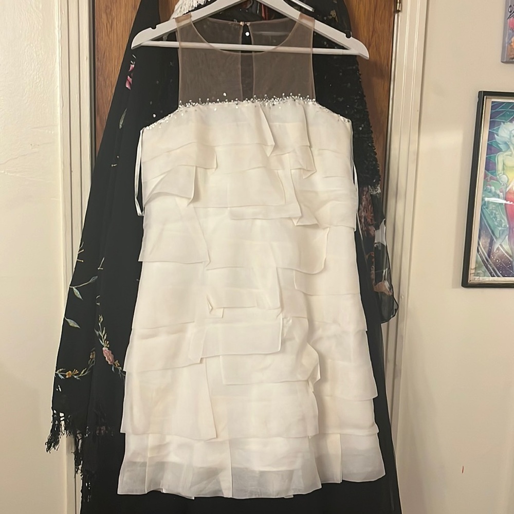 Ivory and tan dress